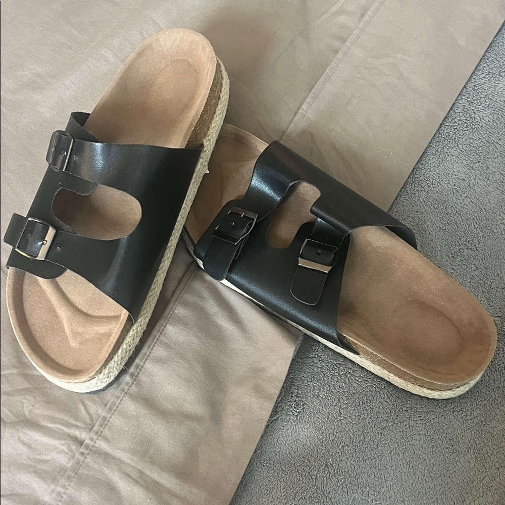 Black Double Strap Sandals